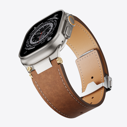 Mecha Leather Folding Clasp Band for Apple Watch