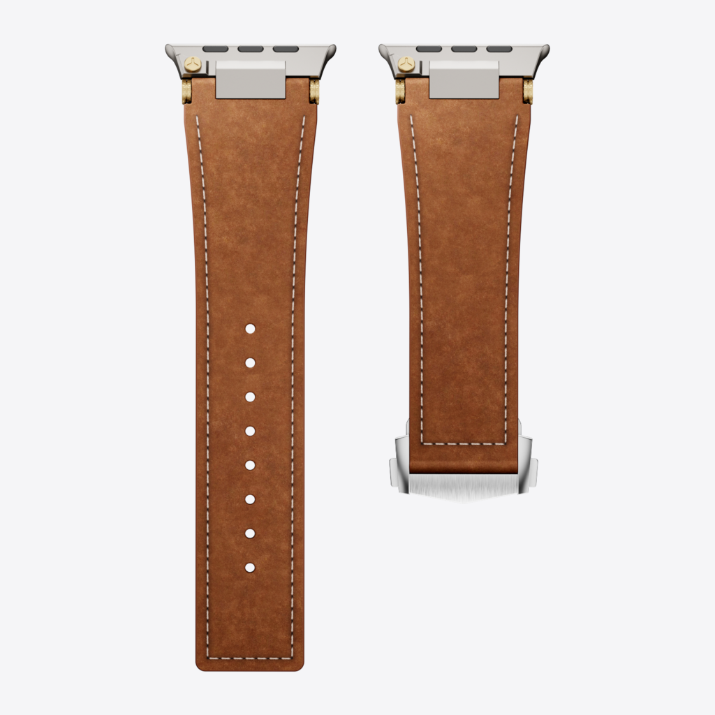 Mecha Leather Folding Clasp Band for Apple Watch