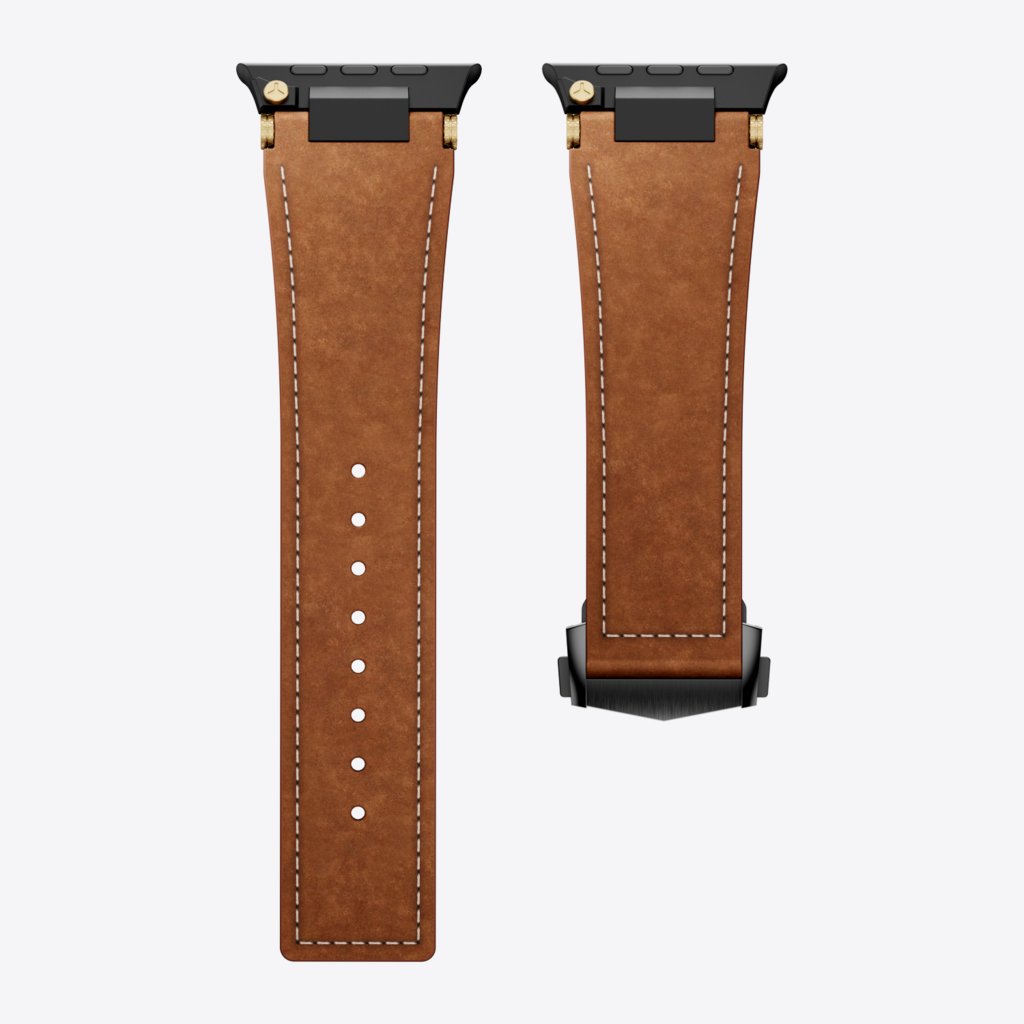 Mecha Leather Folding Clasp Band for Apple Watch