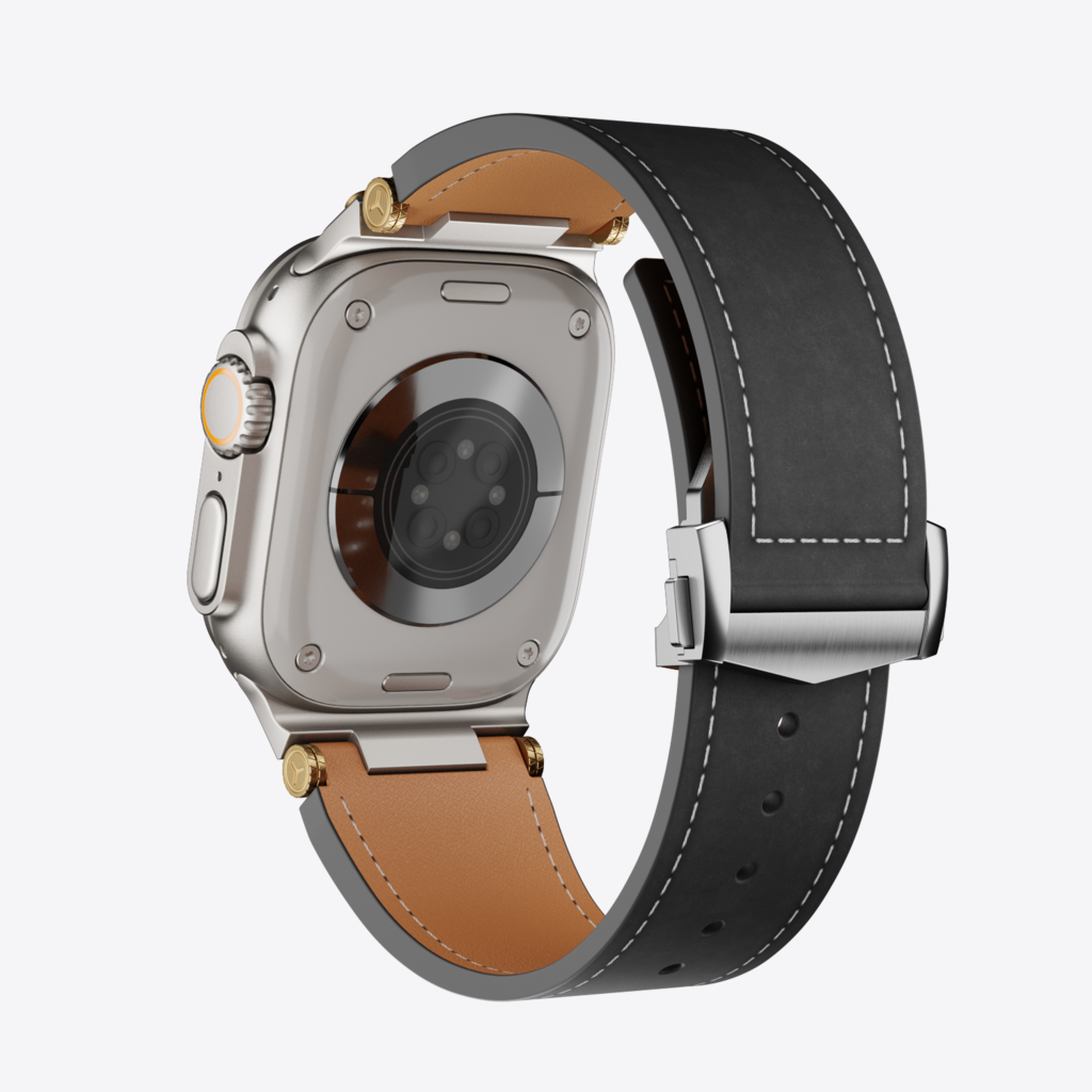 Mecha Leather Folding Clasp Band for Apple Watch