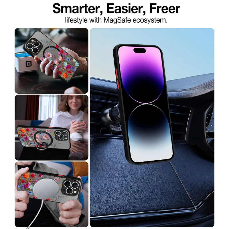 Magnetic Floral Acrylic Phone Case