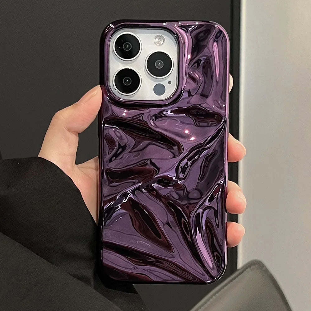Electroplate 3D Wrinkle Phone Case for iPhone