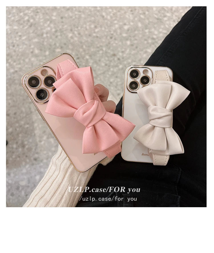 Leather Bow Stand iPhone Case