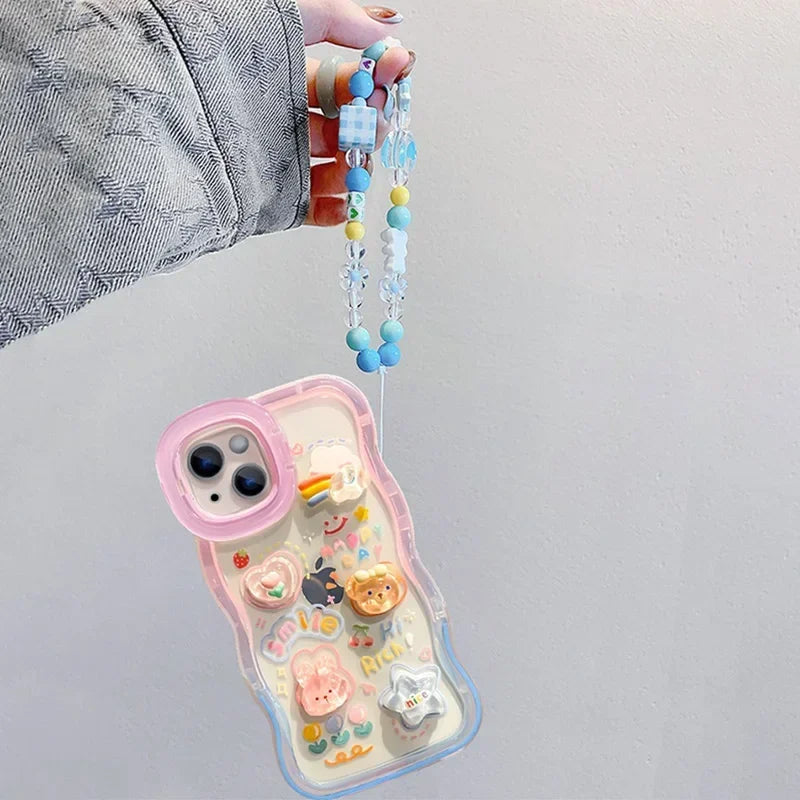 Bracelet Chain Holder Case For iPhone 3D Rainbow Love Stand Cover