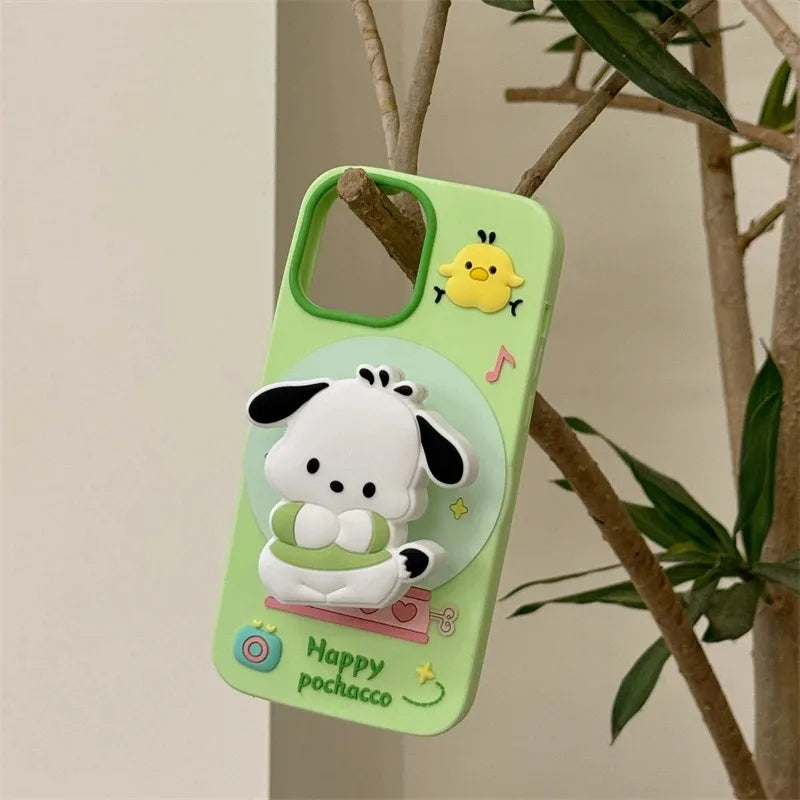 3D Kuromi & Melody Case with Holder for iPhone