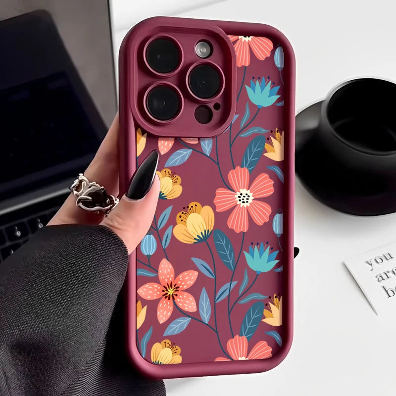 Colorful Flowers Silicone Case for iPhone