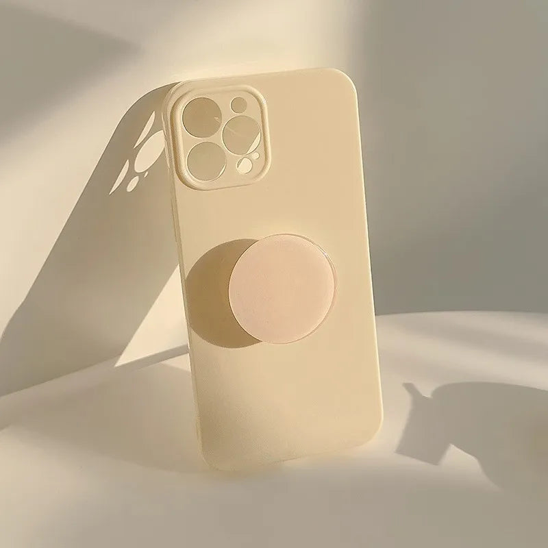 Candy Color Soft Silicone Case with Holder For iPhone Shockproof Plain Bumper