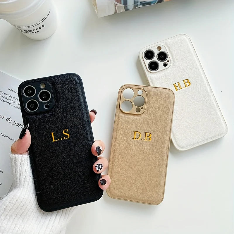 Custom Name Leather Case for iPhone