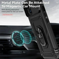 Rugged iPhone Case with Sliding Camera Cover & 360° Kickstand