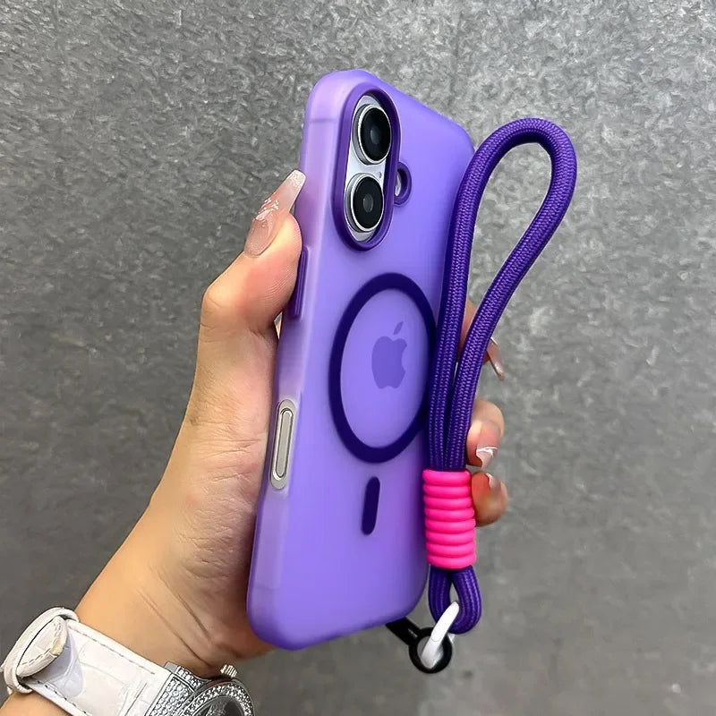 Candy Color Magnetic Case with Lanyard for iPhone
