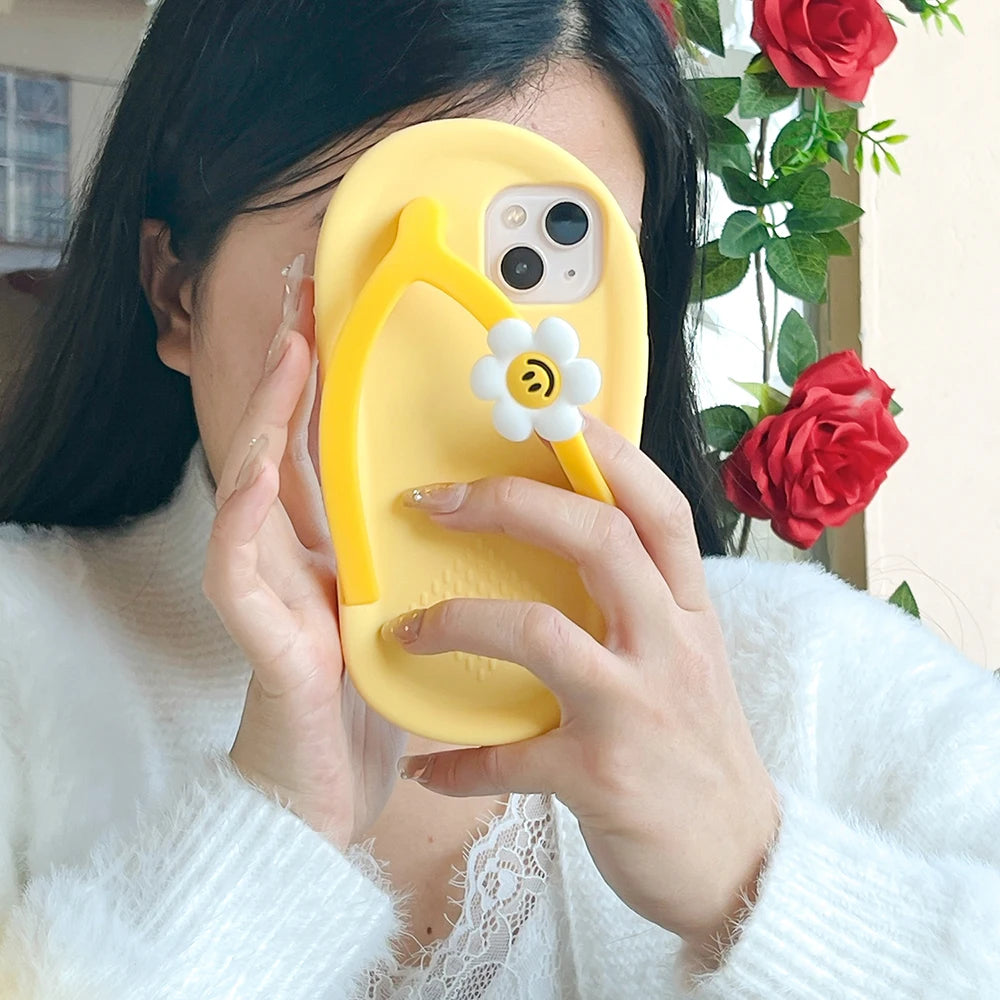 3D Flower Flip-Flop Silicone Phone Case