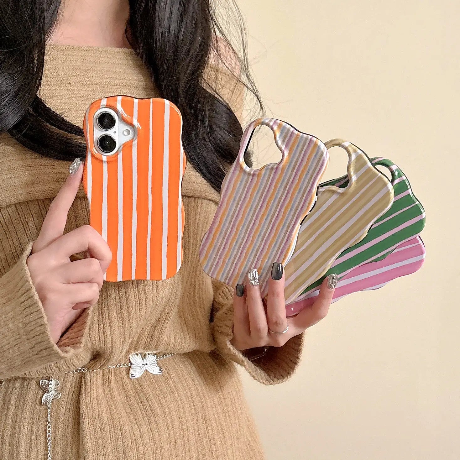 Glossy Stripe Wave Edge Phone Case for iPhone