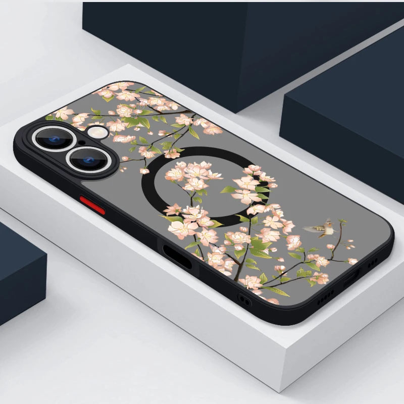 Magnetic Floral Acrylic Phone Case