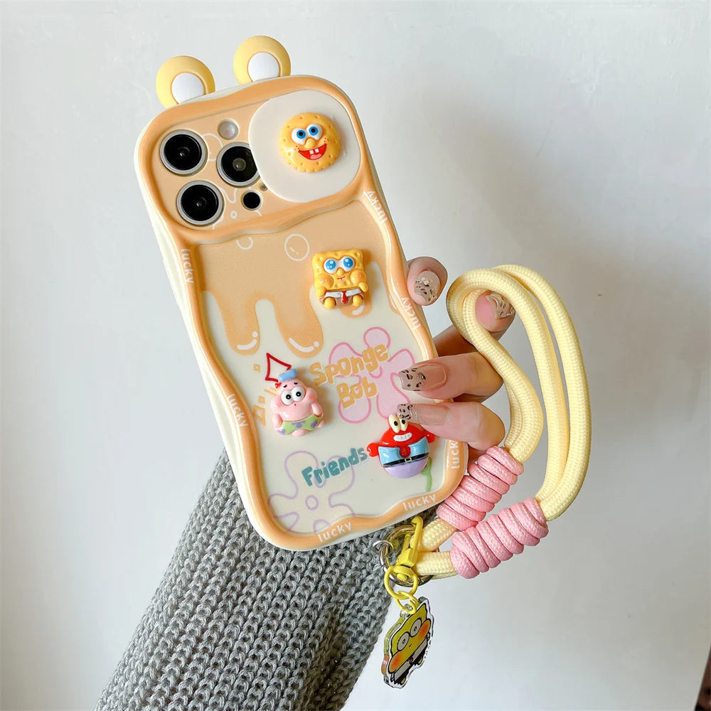 3D SpongeBob & Patrick Push-Pull Camera Case with Strap
