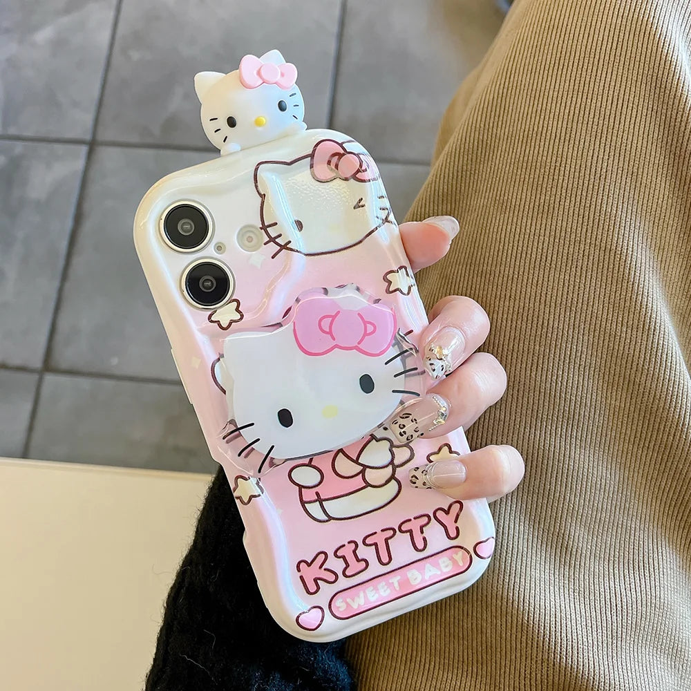 Pink Kitty Head Case with Holder for iPhone