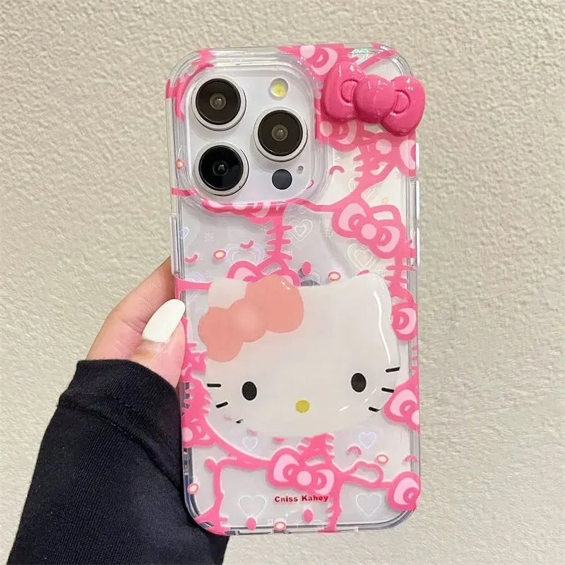 Hello Kitty Bow Full Screen Laser Case for iPhone