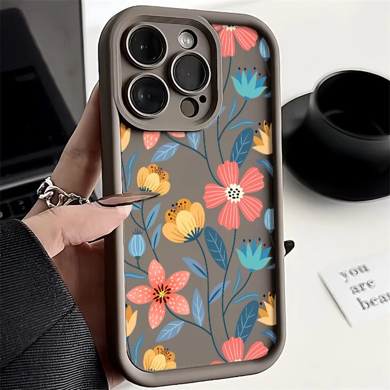 Colorful Flowers Silicone Case for iPhone