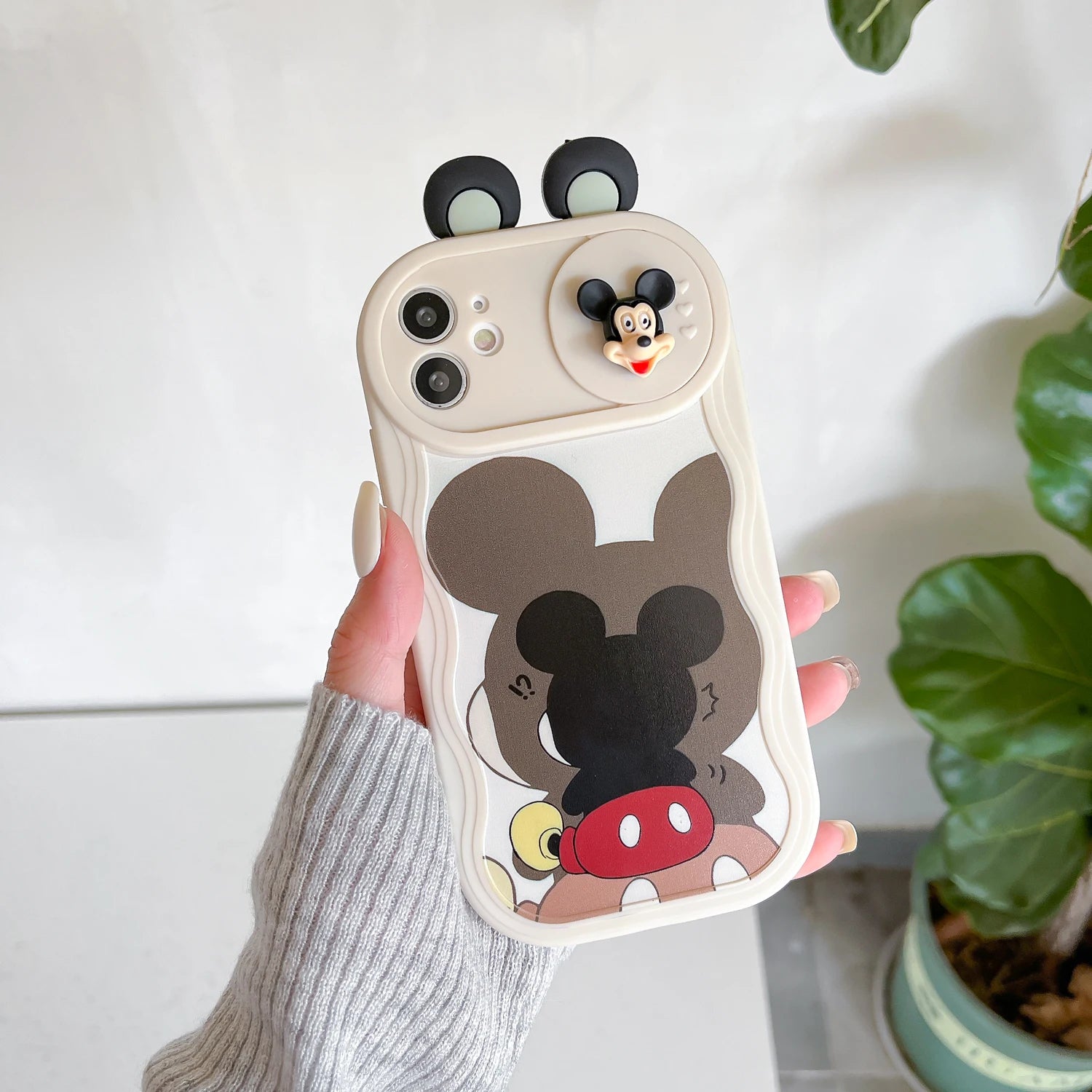 3D Cartoon Ears Sliding Camera Case For iPhone
