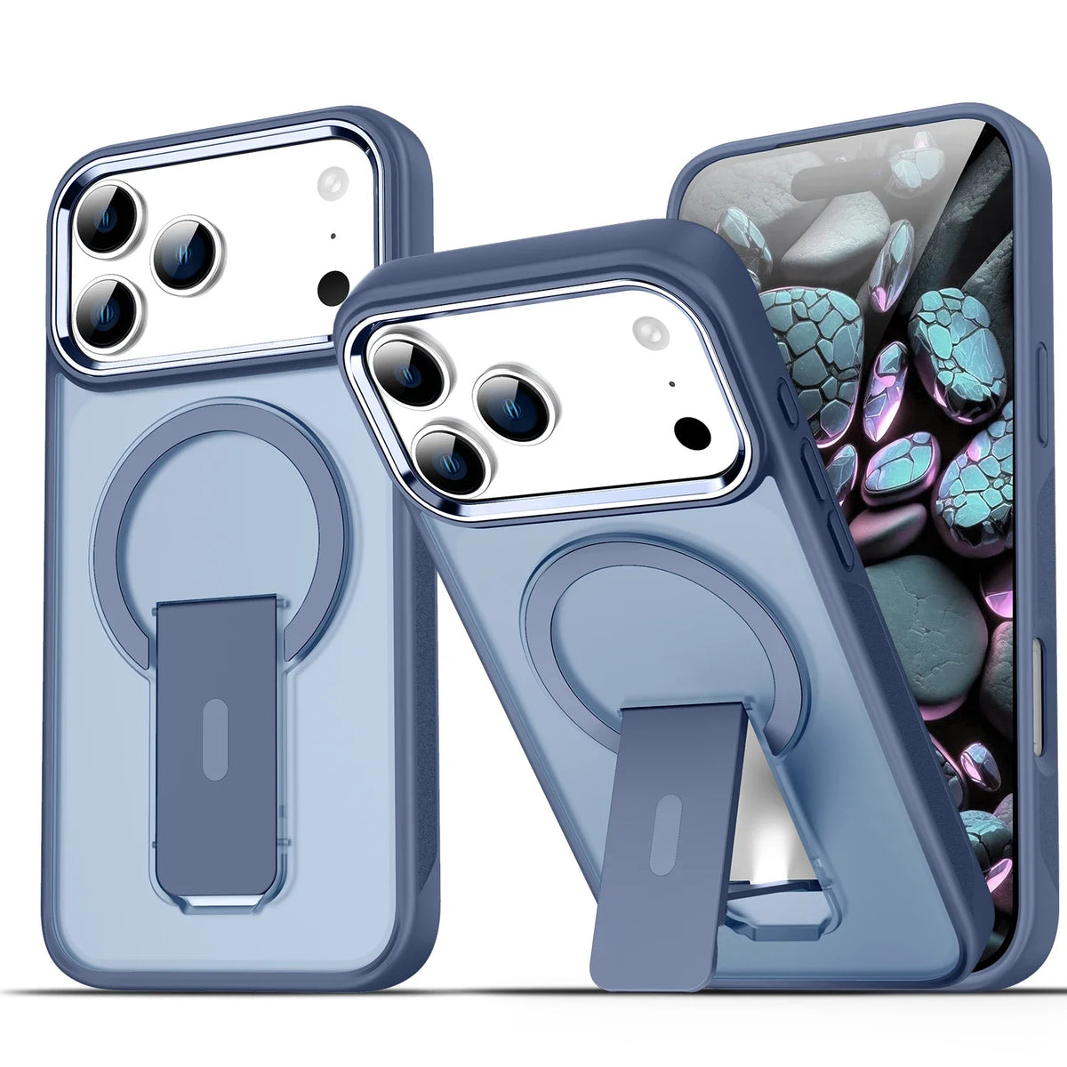 Matte Clear Magnetic Folding Stand Phone Case