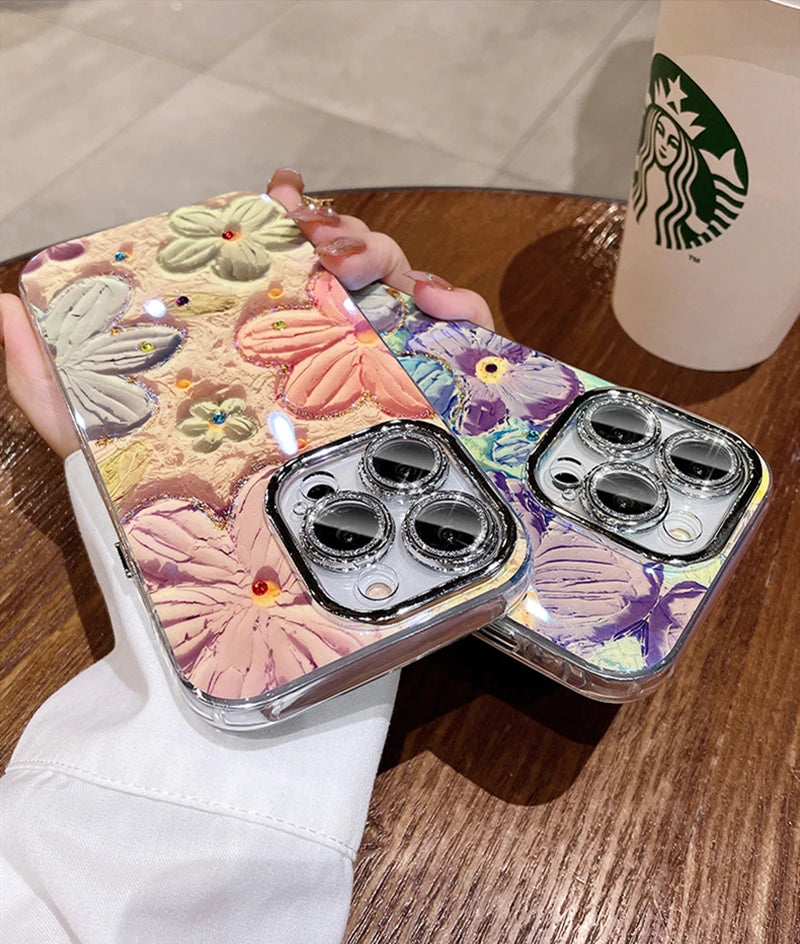 Floral Glitter Laser Phone Case