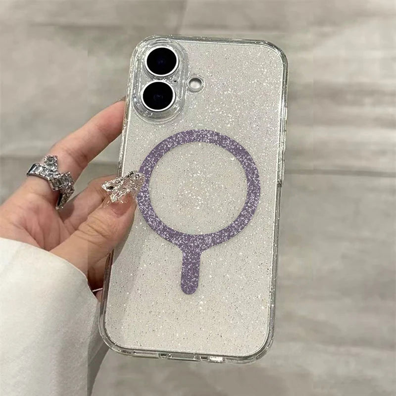 Transparent Magnetic Glitter Phone Case
