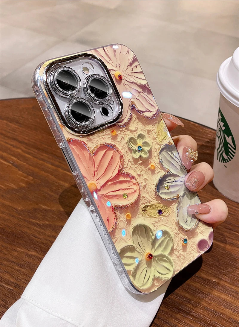 Floral Glitter Laser Phone Case
