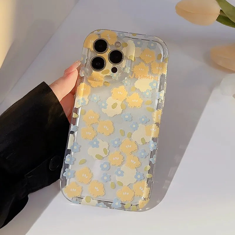 INS Floral Phone Case with Holder For iPhone