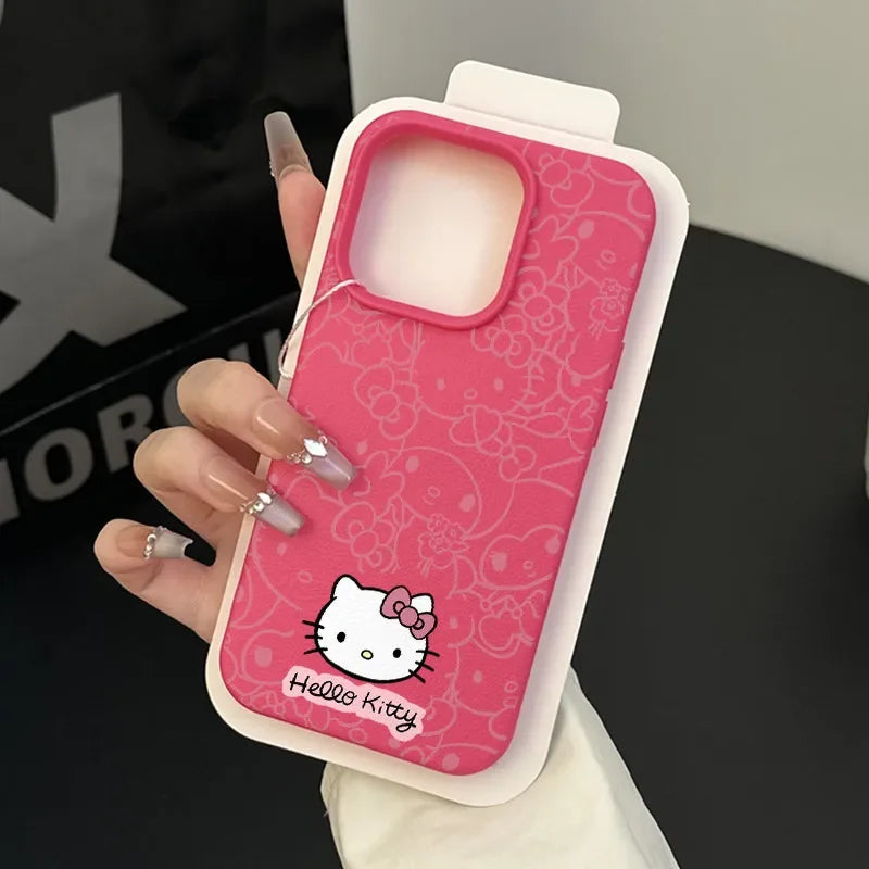 Hello Kitty & Kuromi Y2K Leather Case for iPhone