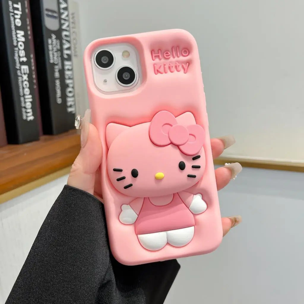 3D Stitch & Kitty Face Case with Holder for iPhone
