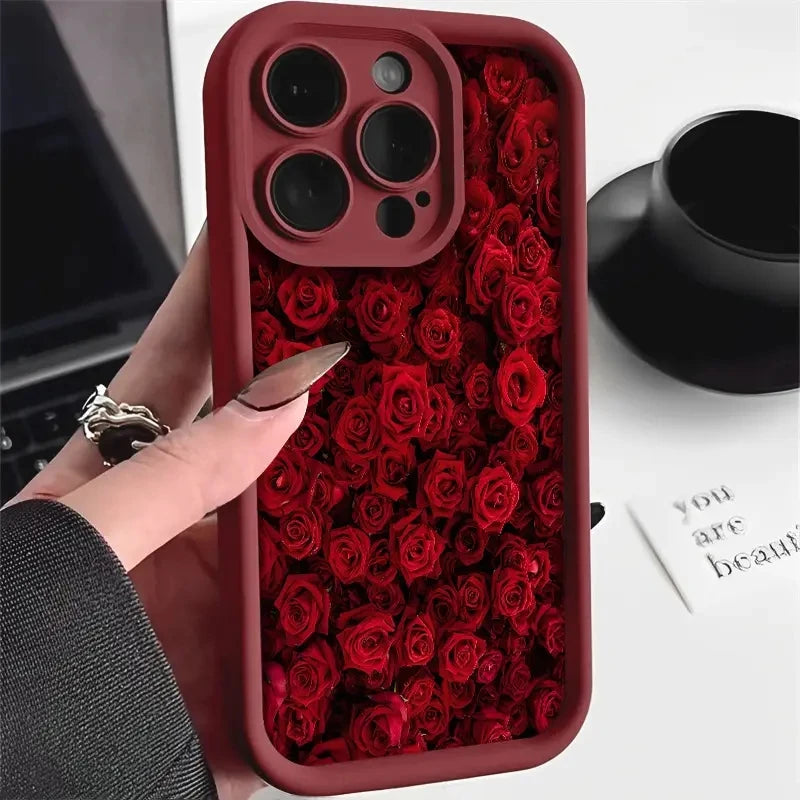 Vintage Rose Art Silicone Phone Case for iPhone