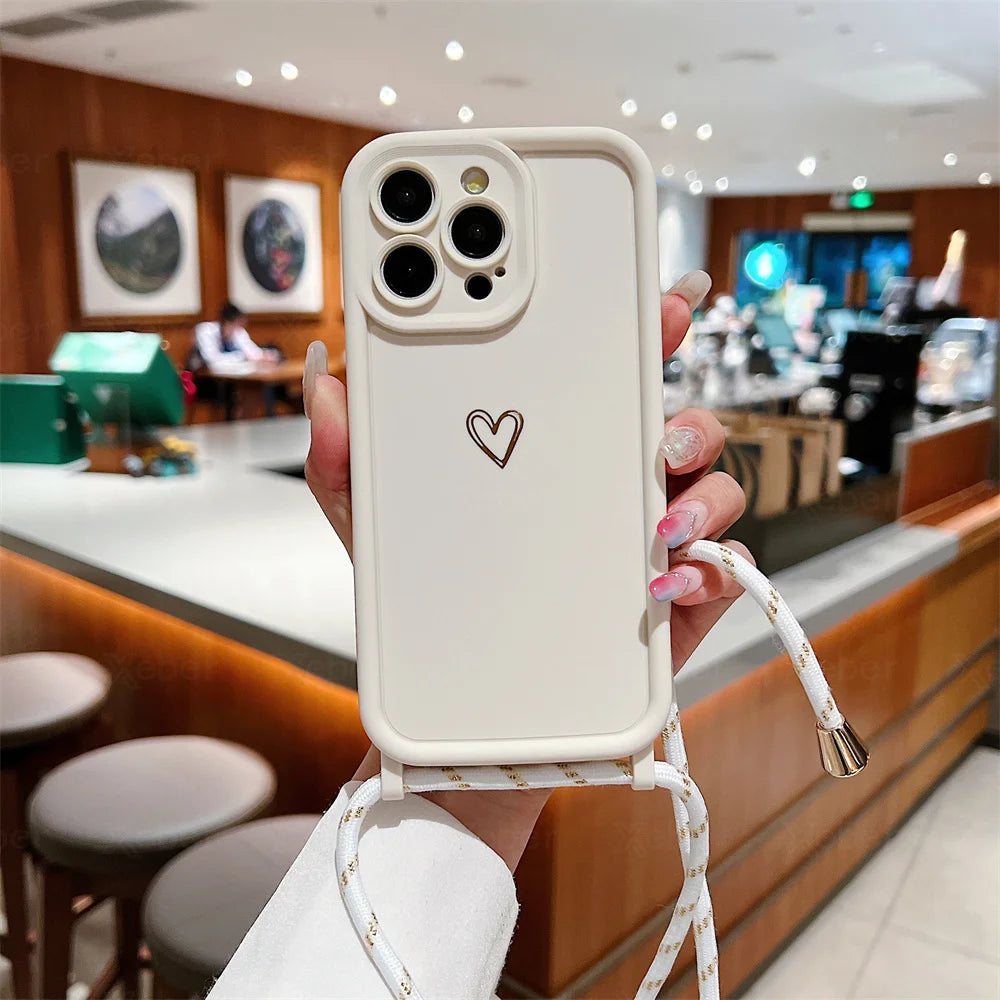 Heart Silicone Crossbody Case for iPhone