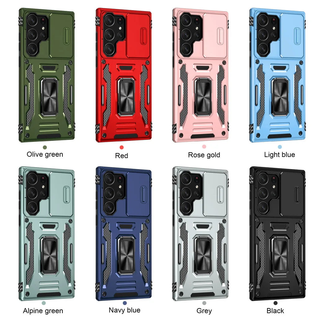 Slide Camera Protector Ring Armor Case for Samsung Galaxy