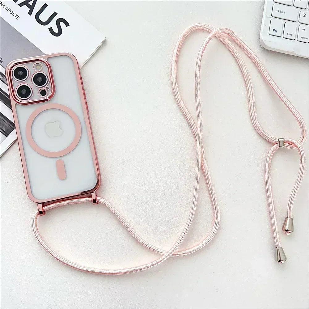 Clear Magnetic Case with Lanyard for iPhone
