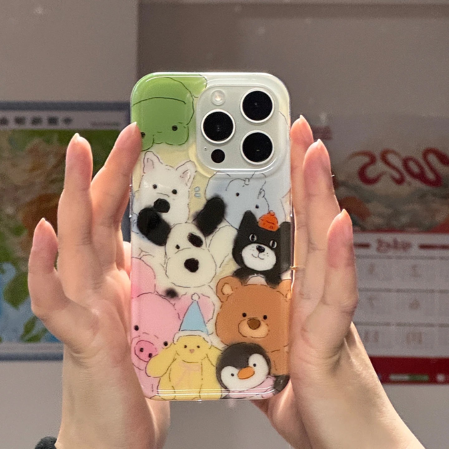 Fun Cute Graffiti Cartoon Animal Phone Case for iPhone