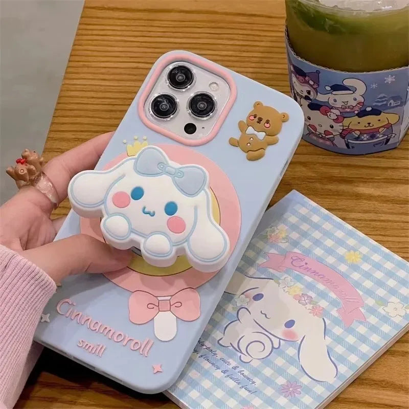 3D Kuromi & Melody Case with Holder for iPhone