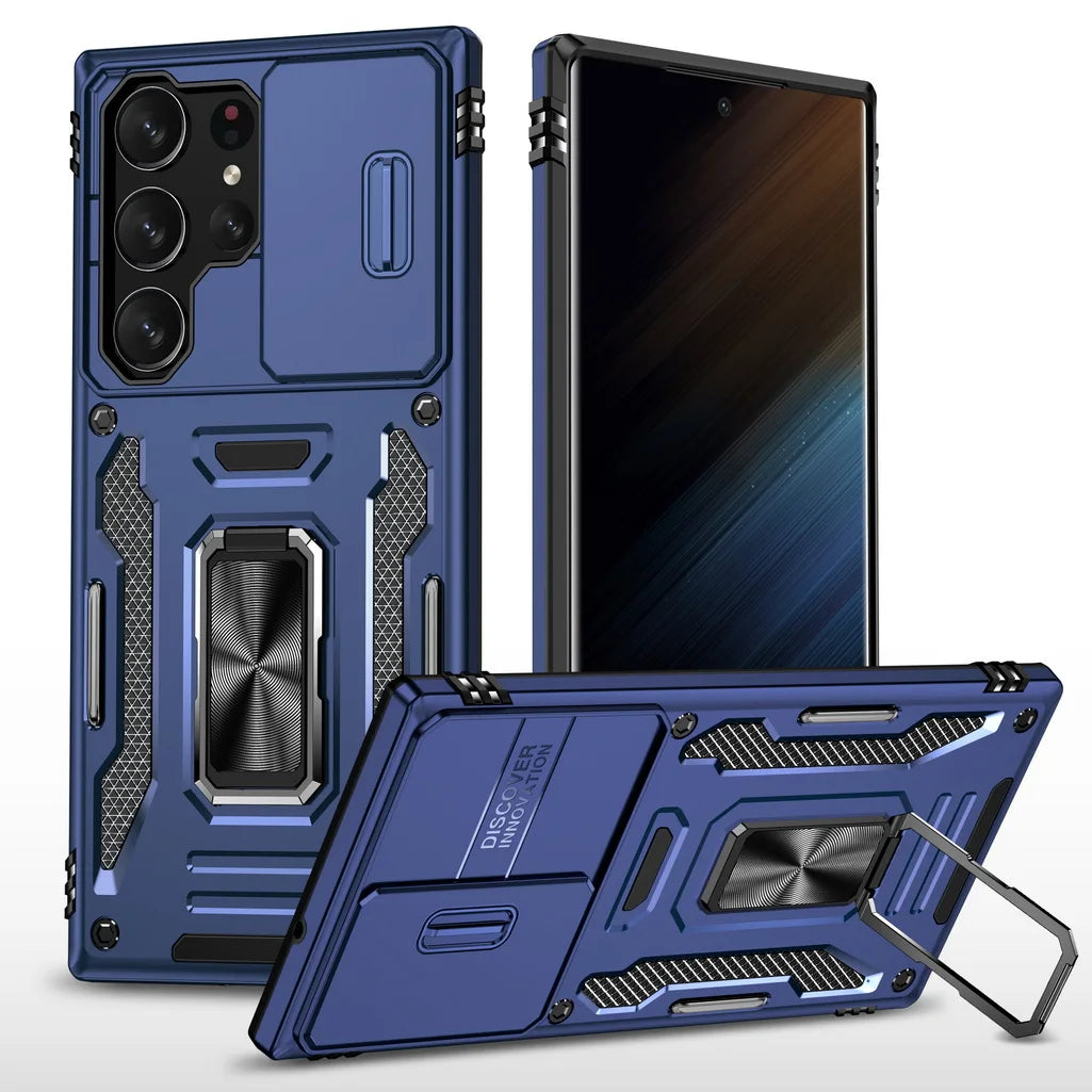 Slide Camera Protector Ring Armor Case for Samsung Galaxy