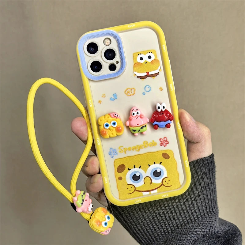 3D SpongeBob & Patrick Case with Strap for iPhone