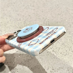 Cute Plaid Bread Bagel Phone Case with Grip for iPhone