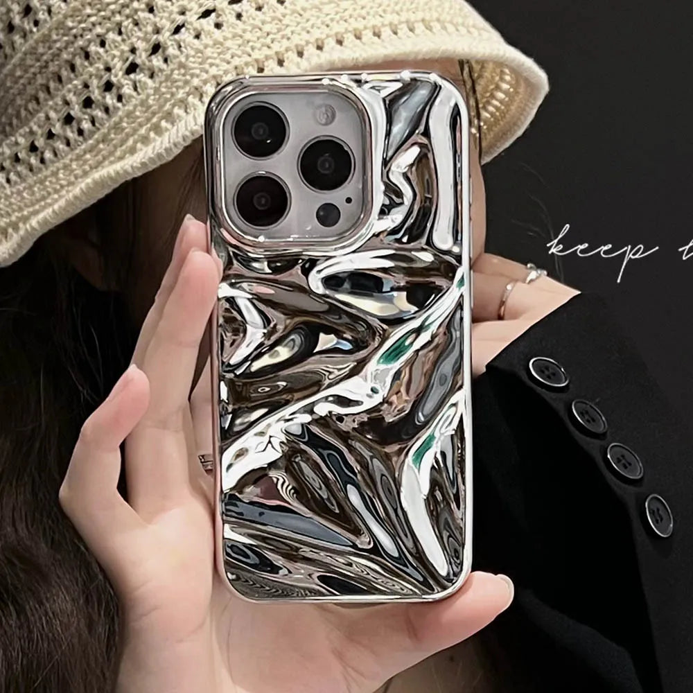 Electroplate 3D Wrinkle Phone Case for iPhone