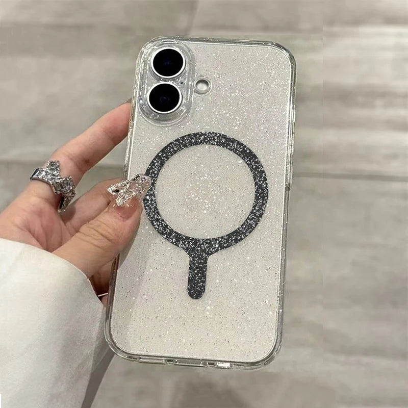 Transparent Magnetic Glitter Phone Case