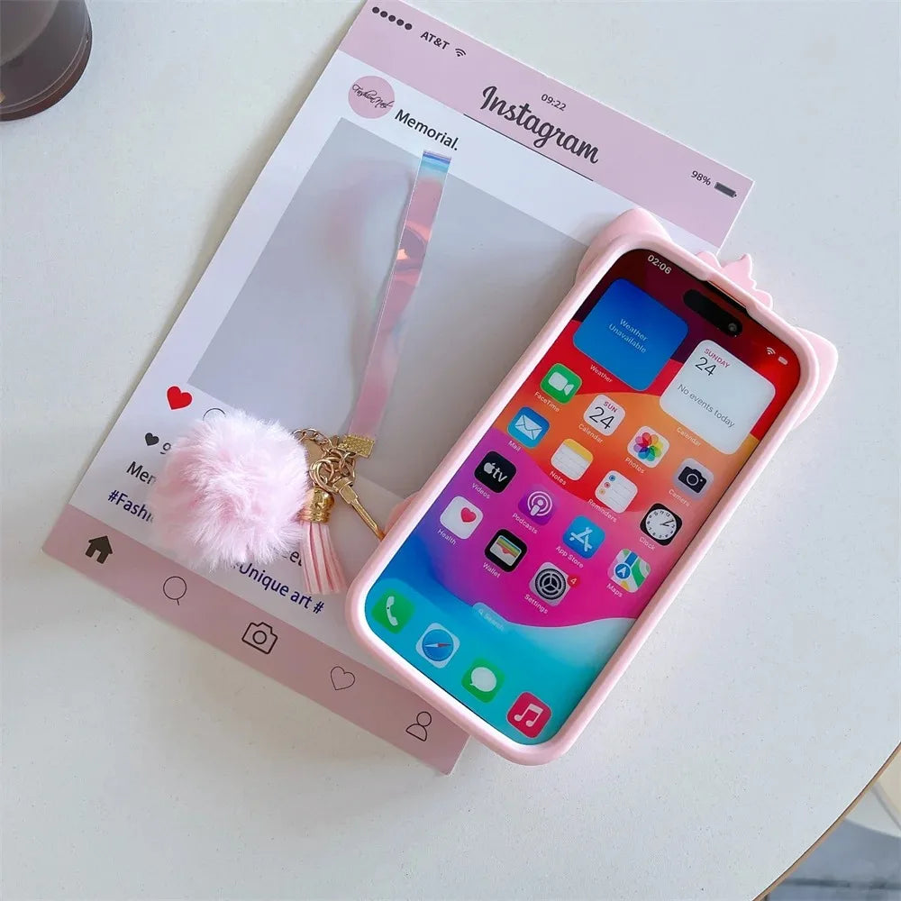 3D Marie Cat Case with Strap for iPhone