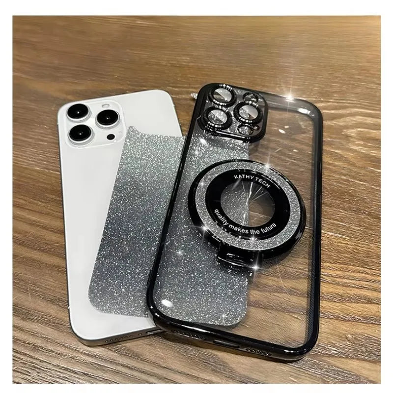 Magnetic Glitter Magsafe Case with Ring Kickstand