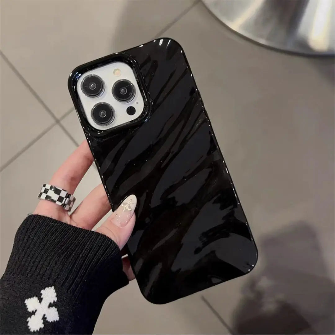 3D Wavy Pattern Glossy Silicone Phone Case