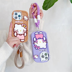 Hello Kitty 3D Silicone Phone Case with Strap