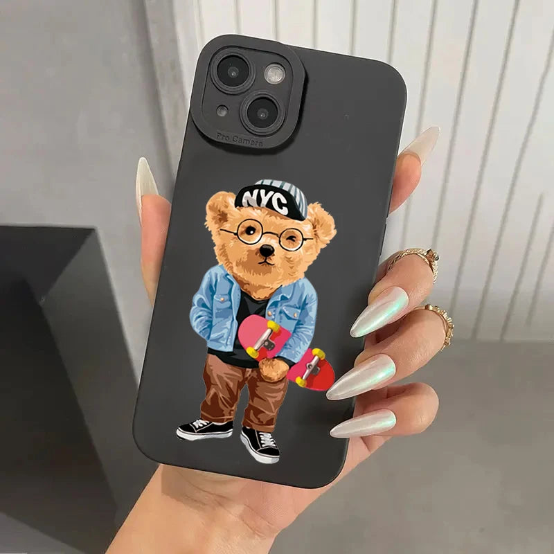 Teddy Bear Couple Cartoon Phone Case for iPhone
