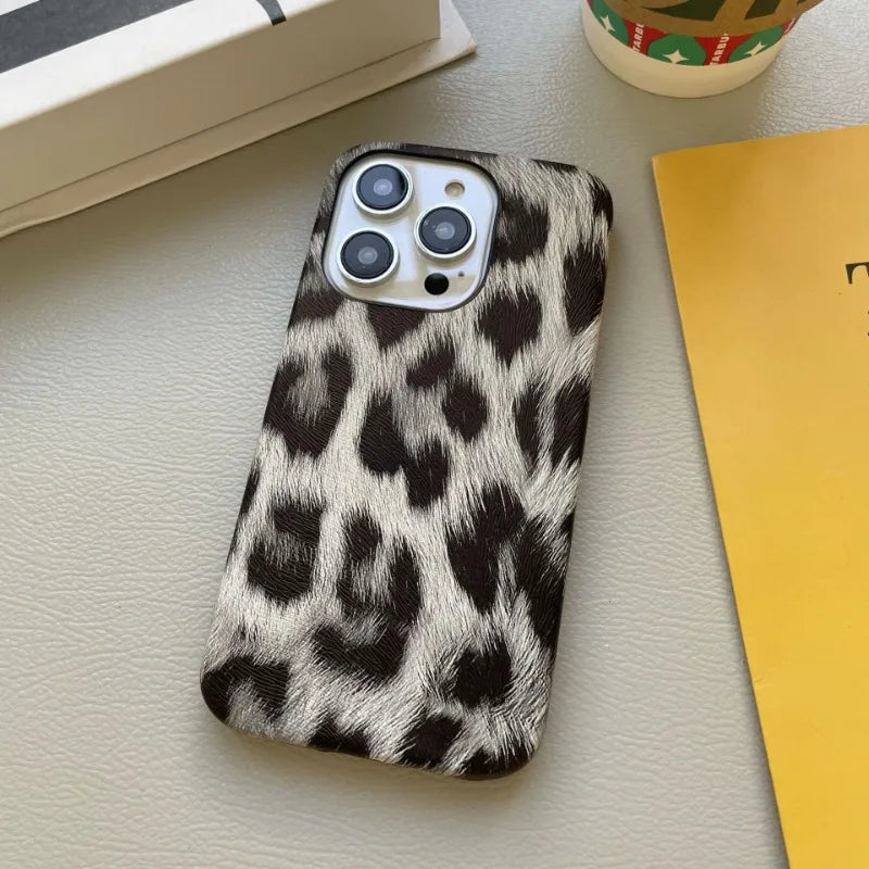 Faux Leather Leopard Print Phone Case