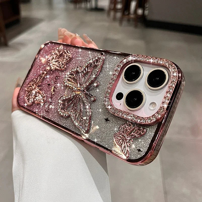 Diamond Butterfly Clear Phone Case