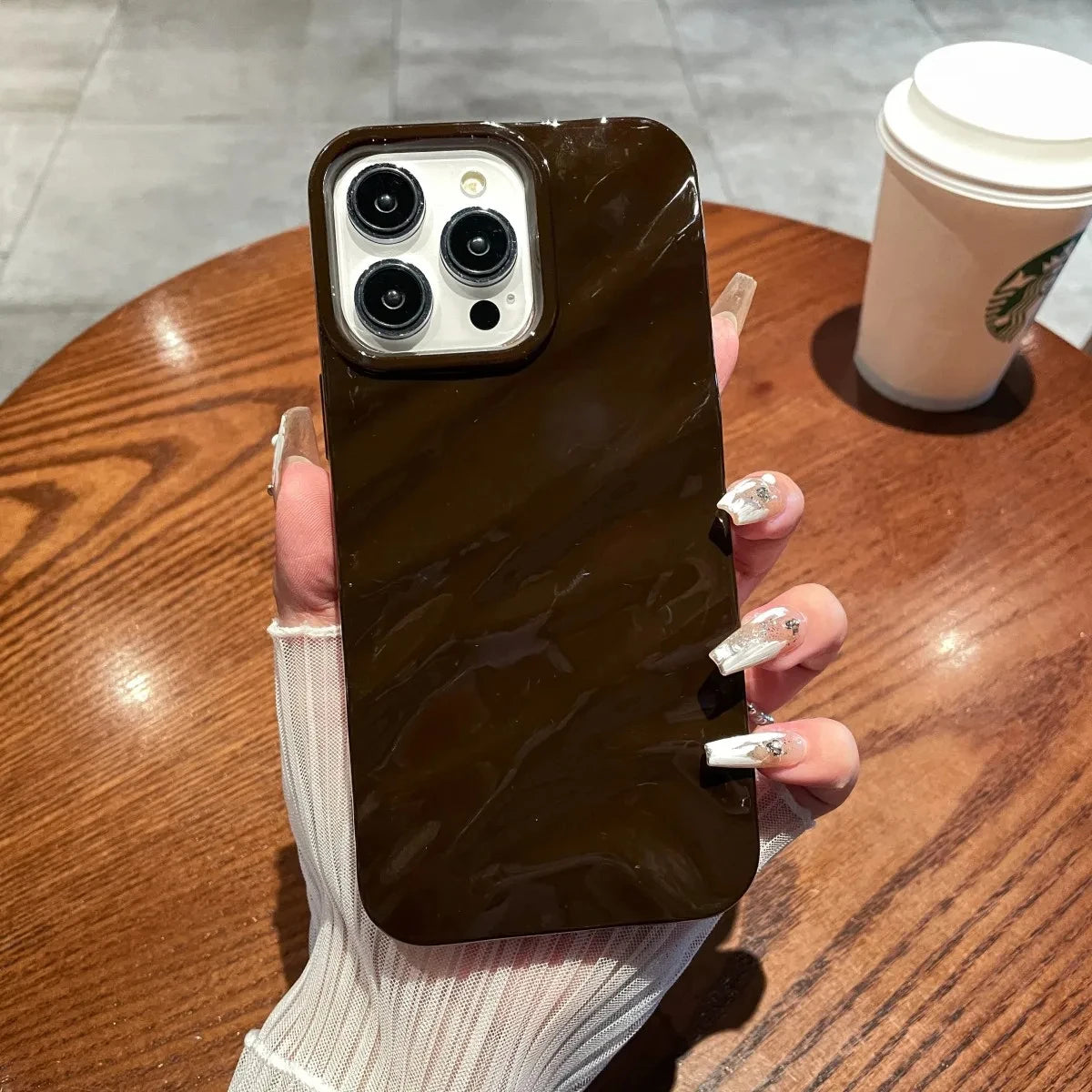 3D Wavy Pattern Glossy Silicone Phone Case