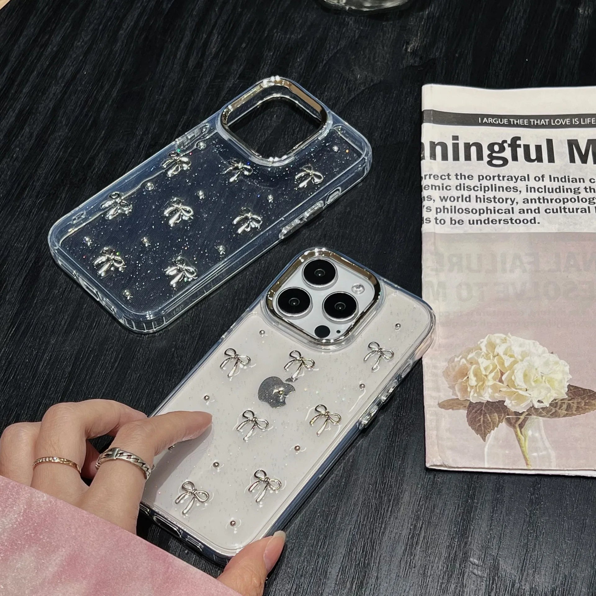 Glitter Bow Clear Case