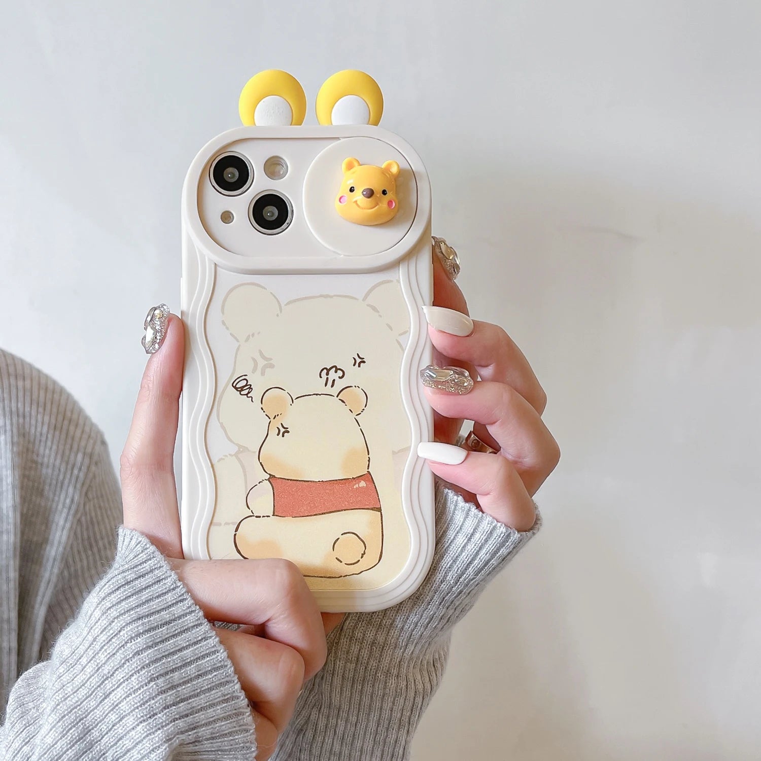 3D Cartoon Ears Sliding Camera Case For iPhone